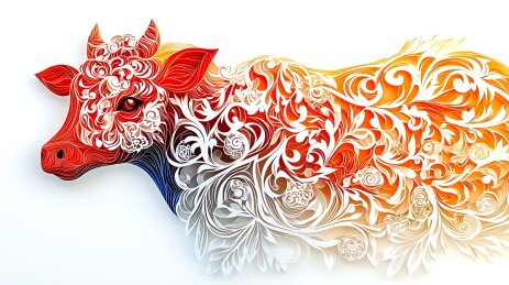 生肖牛立体剪纸画