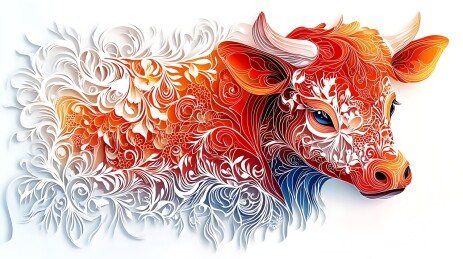 生肖牛立体剪纸画