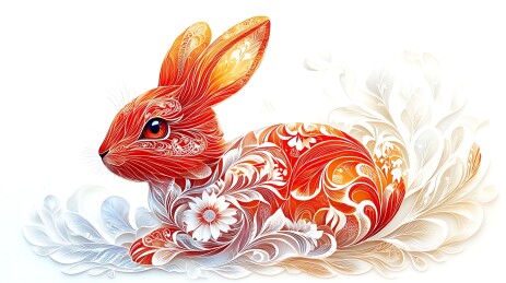 生肖兔立体剪纸画