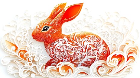 生肖兔立体剪纸画