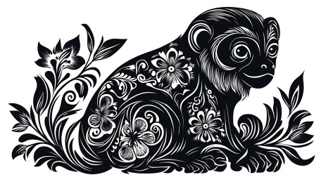 猴年生肖黑白剪纸