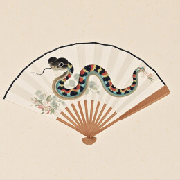 中国扇面国画绘画蛇