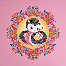 中国民族风的蛇宝宝图案纹样