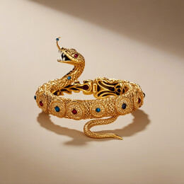 中国传统工艺花丝镶嵌蛇主题工艺品