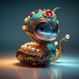 中国传统工艺花丝镶嵌蛇主题工艺品