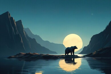 极地月夜熊影主题