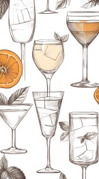 五杯色彩鲜艳的鸡尾酒