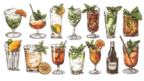 色彩鲜艳的鸡尾酒