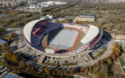河北省廊坊市廊坊体育场航拍