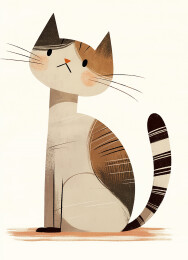 卡通抽象小猫咪动物插画