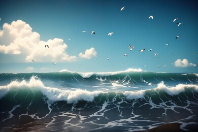  海浪与海鸥主题