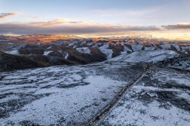 四川甘孜州新都桥鱼子西冬季贡嘎群山延航拍