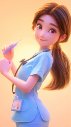 劳动节卡通3D医生护士女孩工作插画