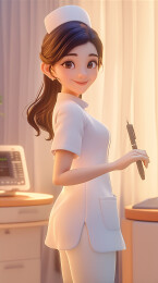 劳动节卡通3D医生护士女孩工作插画