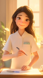 劳动节卡通3D医生护士女孩工作插画