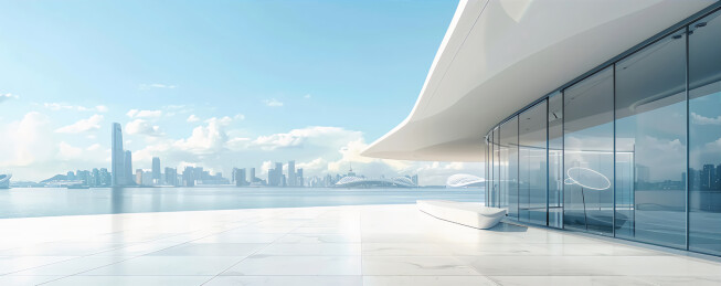 极简白色建筑三维空场景