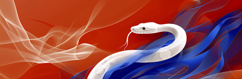 新年蛇年抽象概念白蛇插画