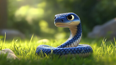 蓝色蛇年生肖蛇卡通