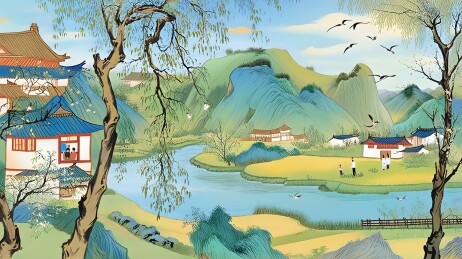 美丽乡村燕子飞舞