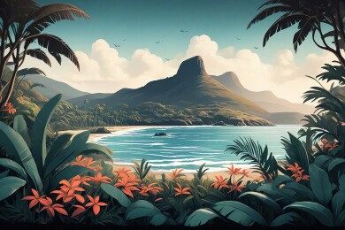 热带海滩风景画