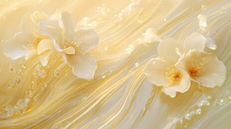 白玉花朵与黄翡翠雕刻波纹的艺术作品