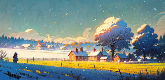 冬季下雪的乡村