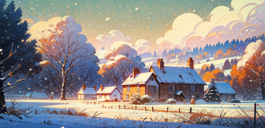 冬季下雪的乡村