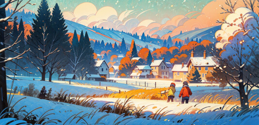 冬季下雪的乡村