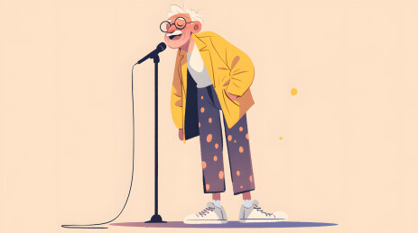 退休娱乐生活老爷爷在舞台唱歌