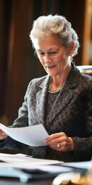 办公室里查看文件的商业女性