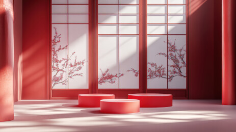红色的中式建筑