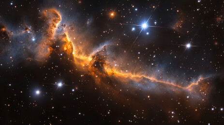 夜空中星星的低角度观察