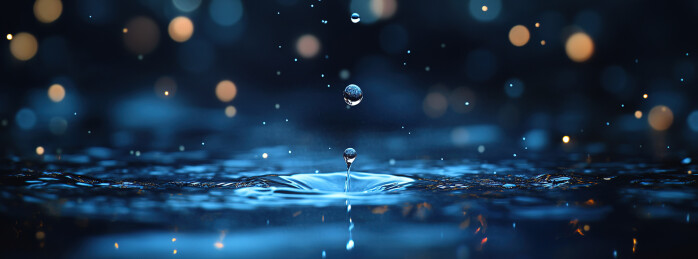 水滴落在水面上的特写镜头