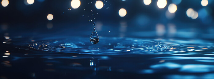 水滴落在水面上的特写镜头