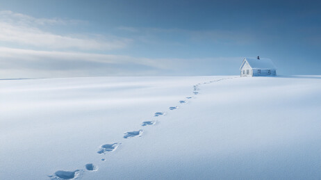 美丽的小屋雪景