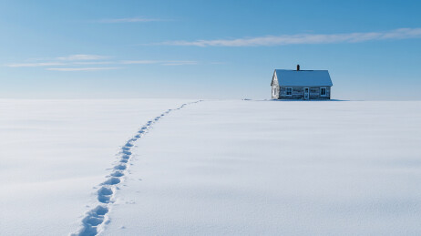 美丽的小屋雪景