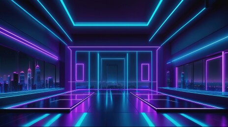 霓虹灯下的未来空间主题