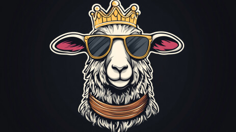 美式复古卡通风格绵羊插画头像