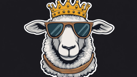 美式复古卡通风格绵羊插画头像