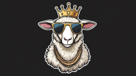 美式复古卡通风格绵羊插画头像