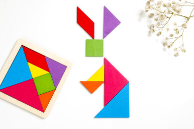 七巧板兔子拼图