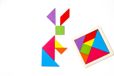 七巧板兔子拼图