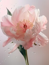 粉色水珠芍药电商素材