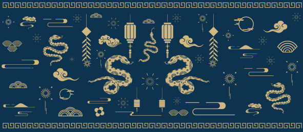 传统的中国蛇年插图矢量2025年