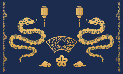 传统的中国蛇年插图矢量2025年