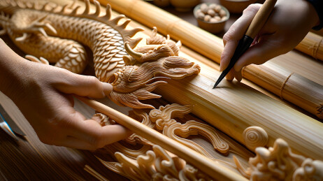 中国传统文化手工艺竹雕插图