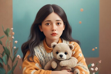 女孩与泰迪熊主题