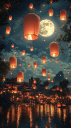 中秋节新年灯笼红灯笼