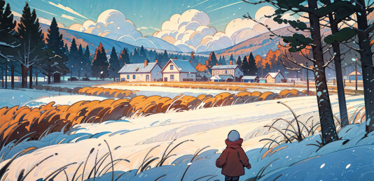 冬季下雪的乡村