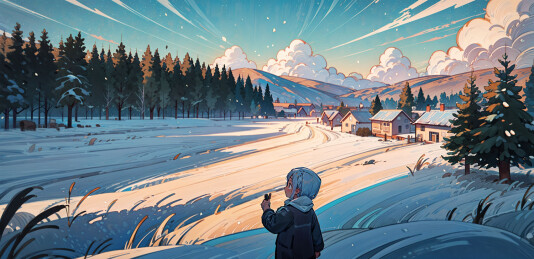 冬季下雪的乡村